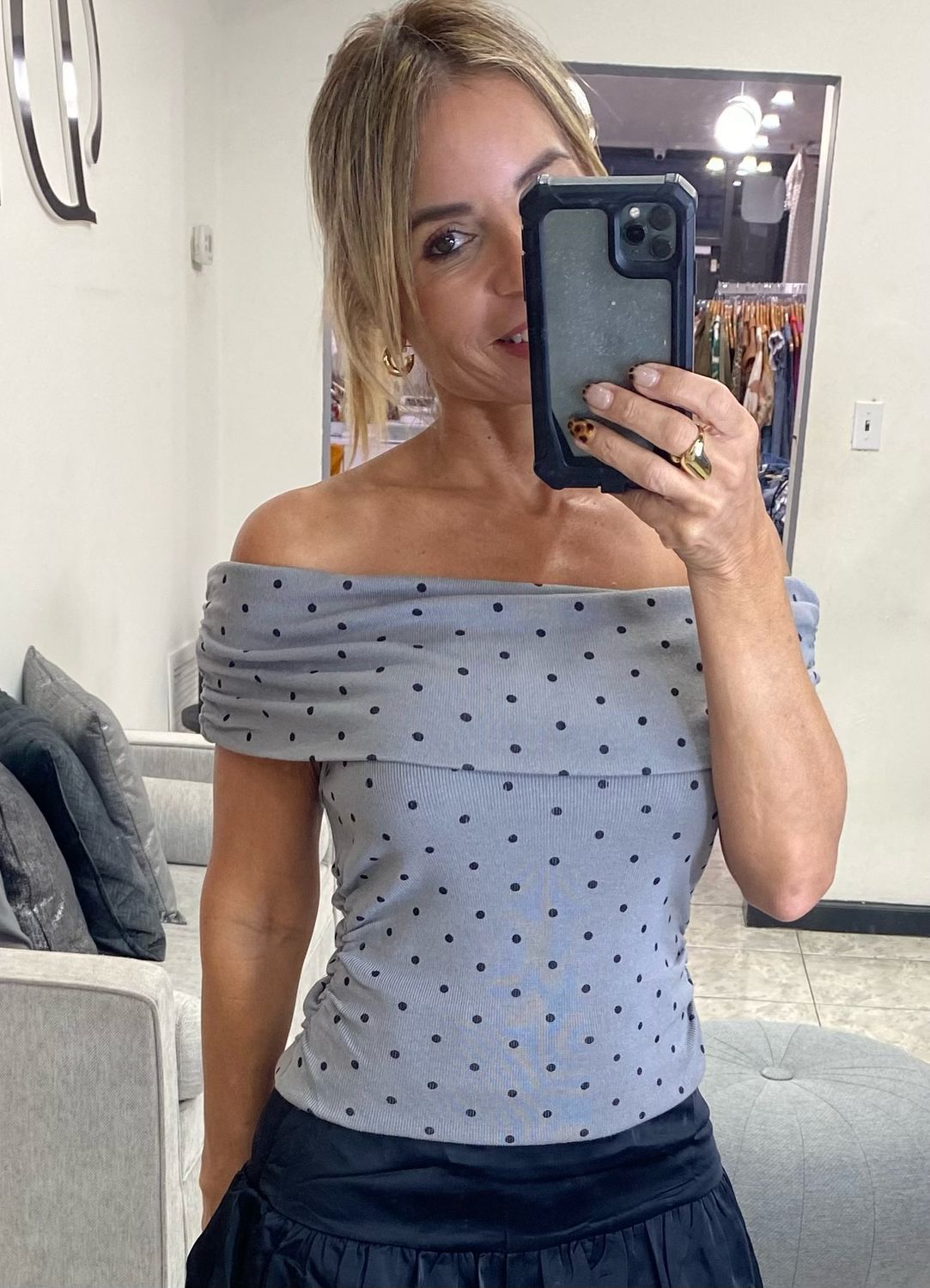 Heather Grey Dots Top