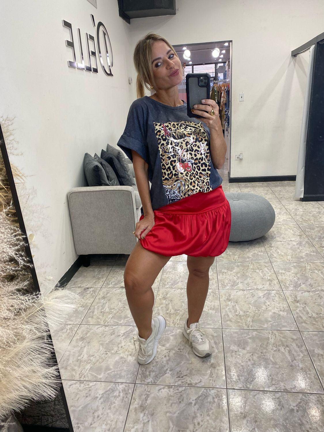 Grey Washed Leopard T Shirt