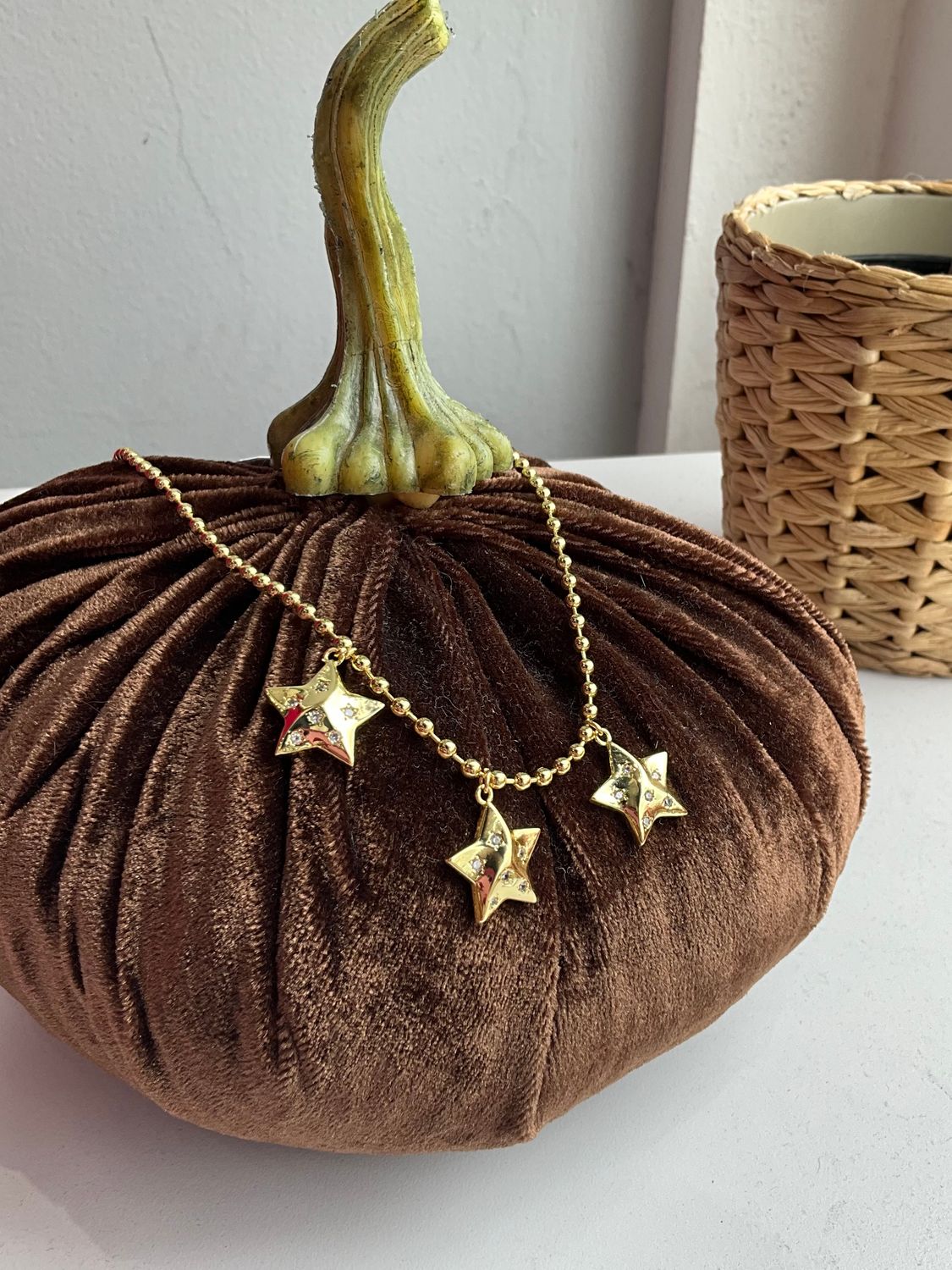 Gold Lucky 3 Star Necklace
