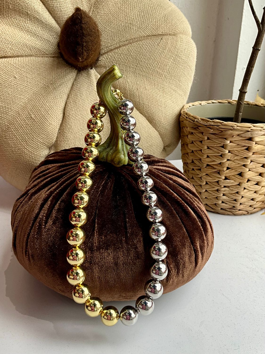 Two Tone Big Ball Necklace