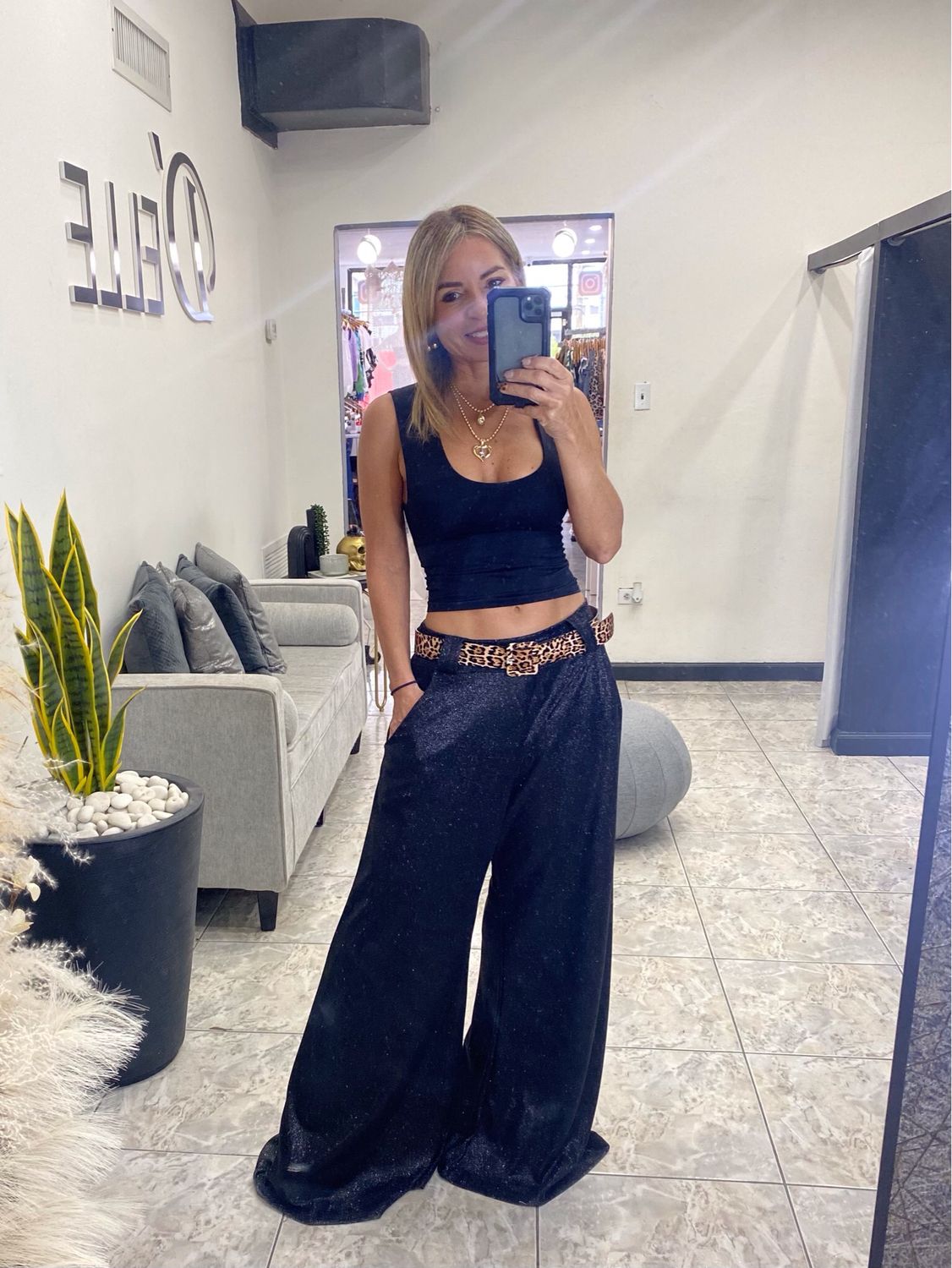 Black Or Silver Glitter Pants
