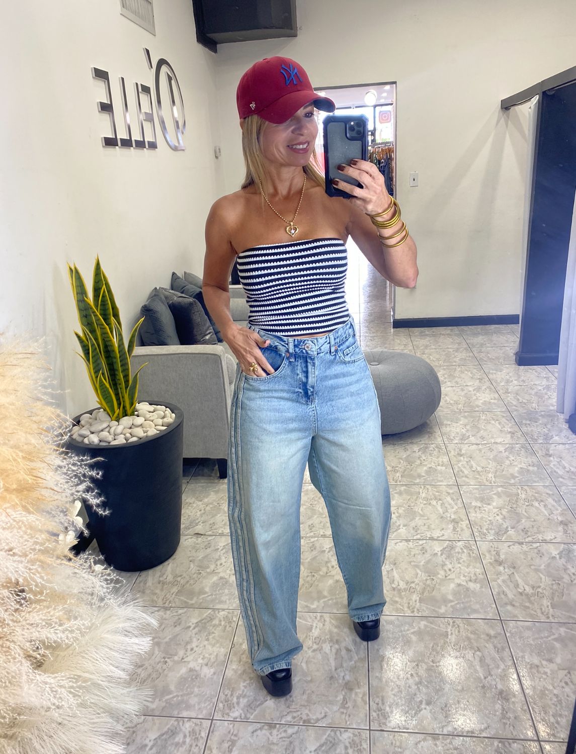 Retro Stripes Denim Pants