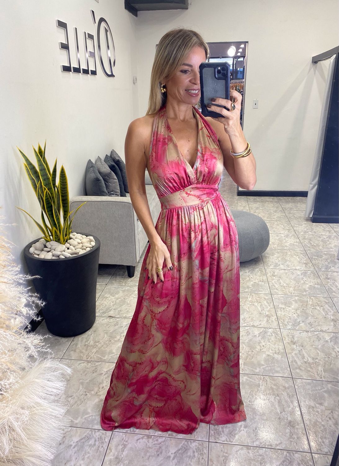 Red/Pink Multi Maxi Dress