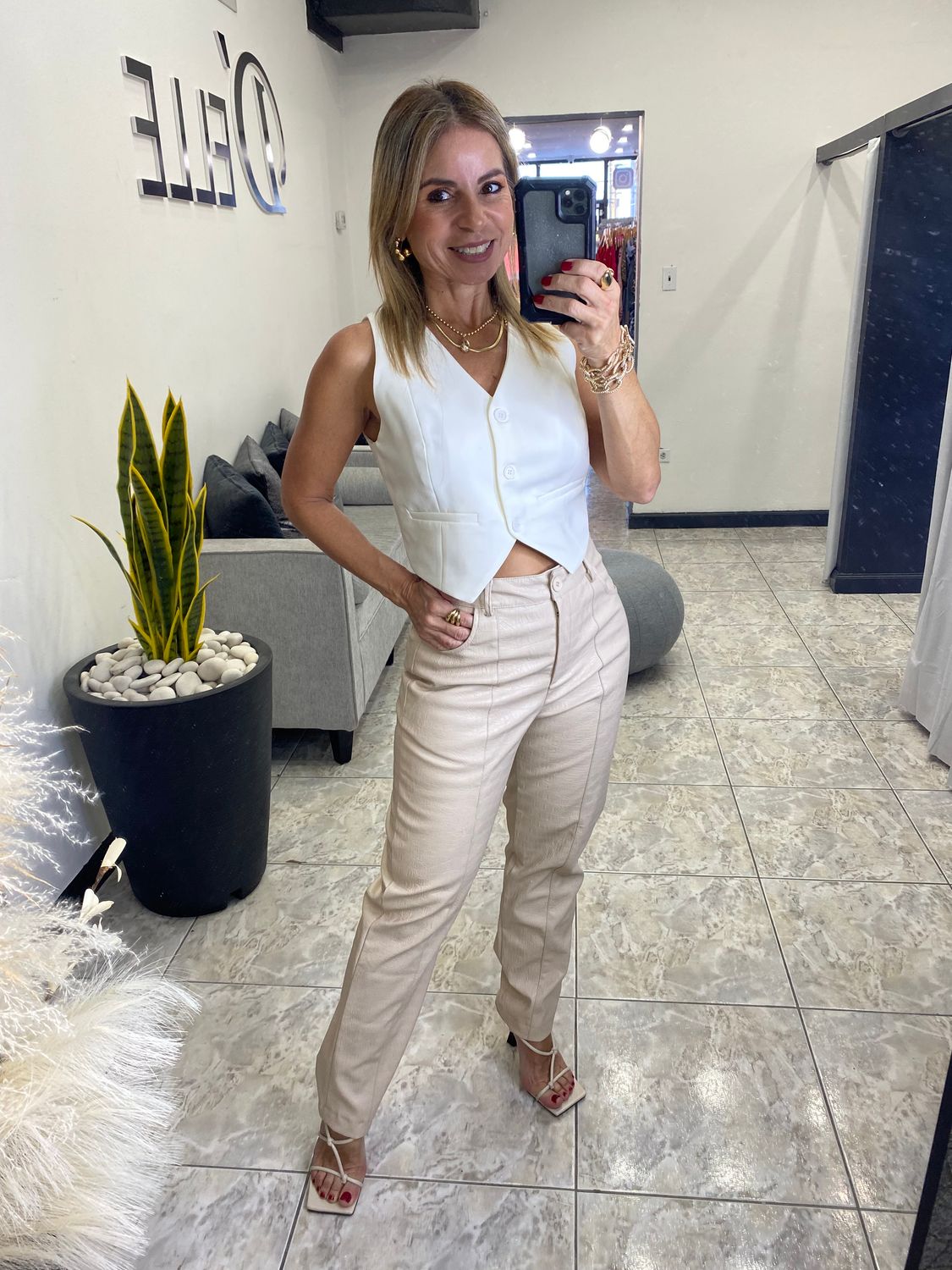 Ivory White Crop Vest