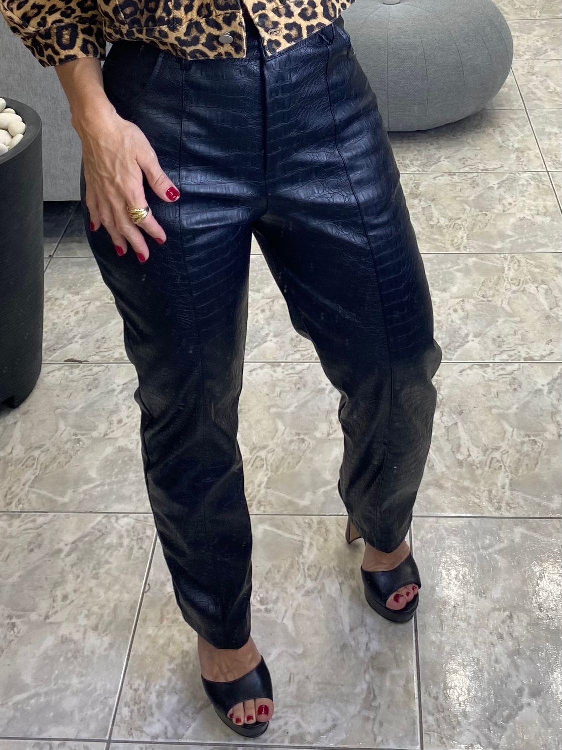 Black Or Beige Leather Pant