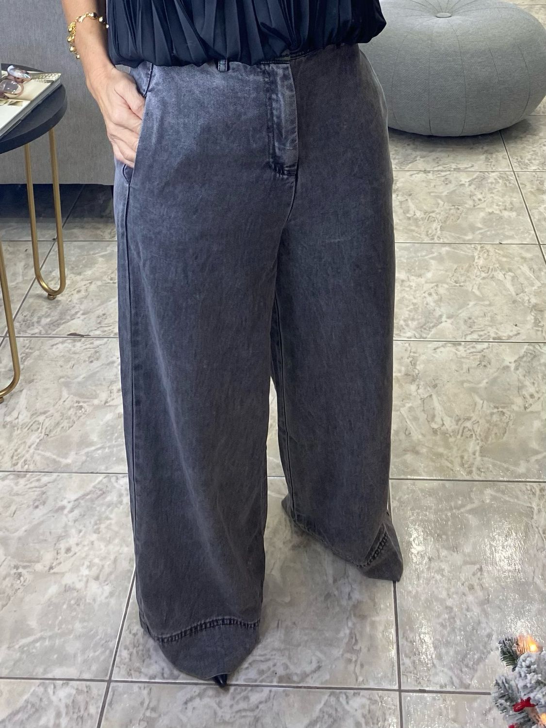 Charcoal Black High Rise Denim Pants