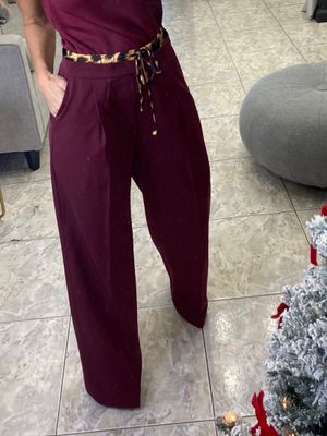 Burgundy Leopard Detail Pants