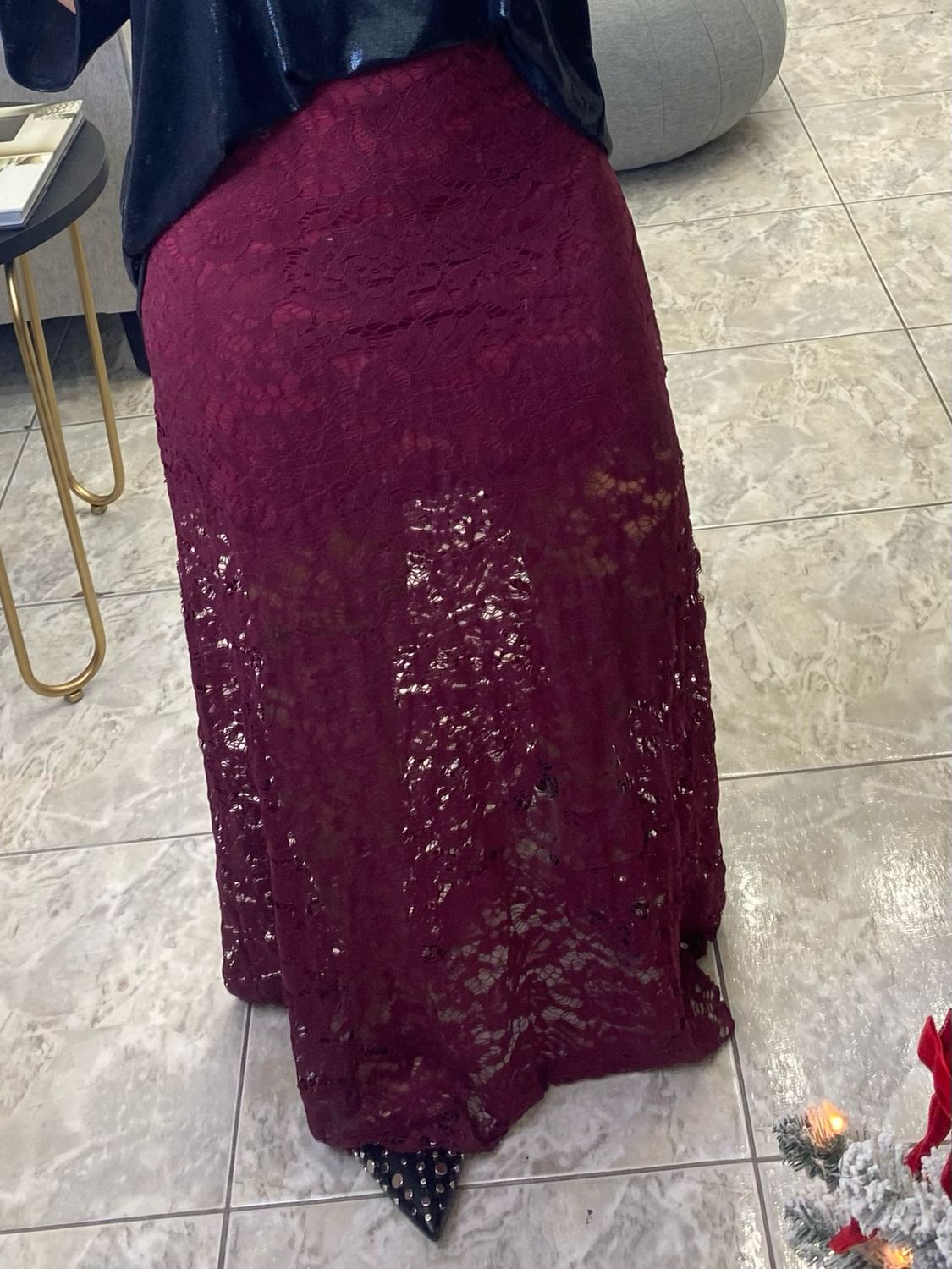 Burgundy Or Black Laced Long Skirt