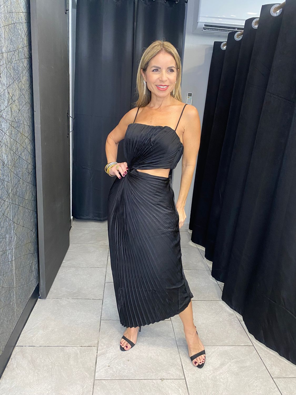 Black Or Champagne Pleated Tube Dress
