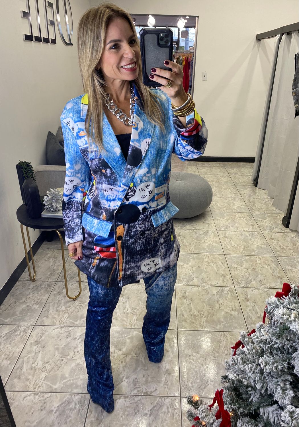 Blue Combo Multi Blazer Set