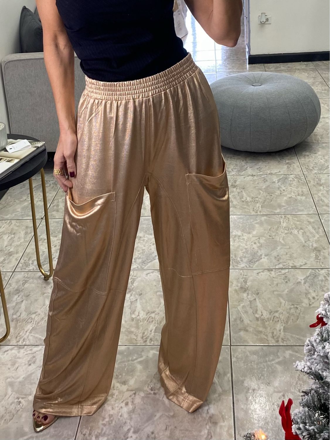 Rose Gold Metallic Pant