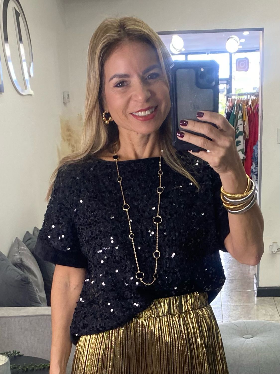 Black Sequins Blouse