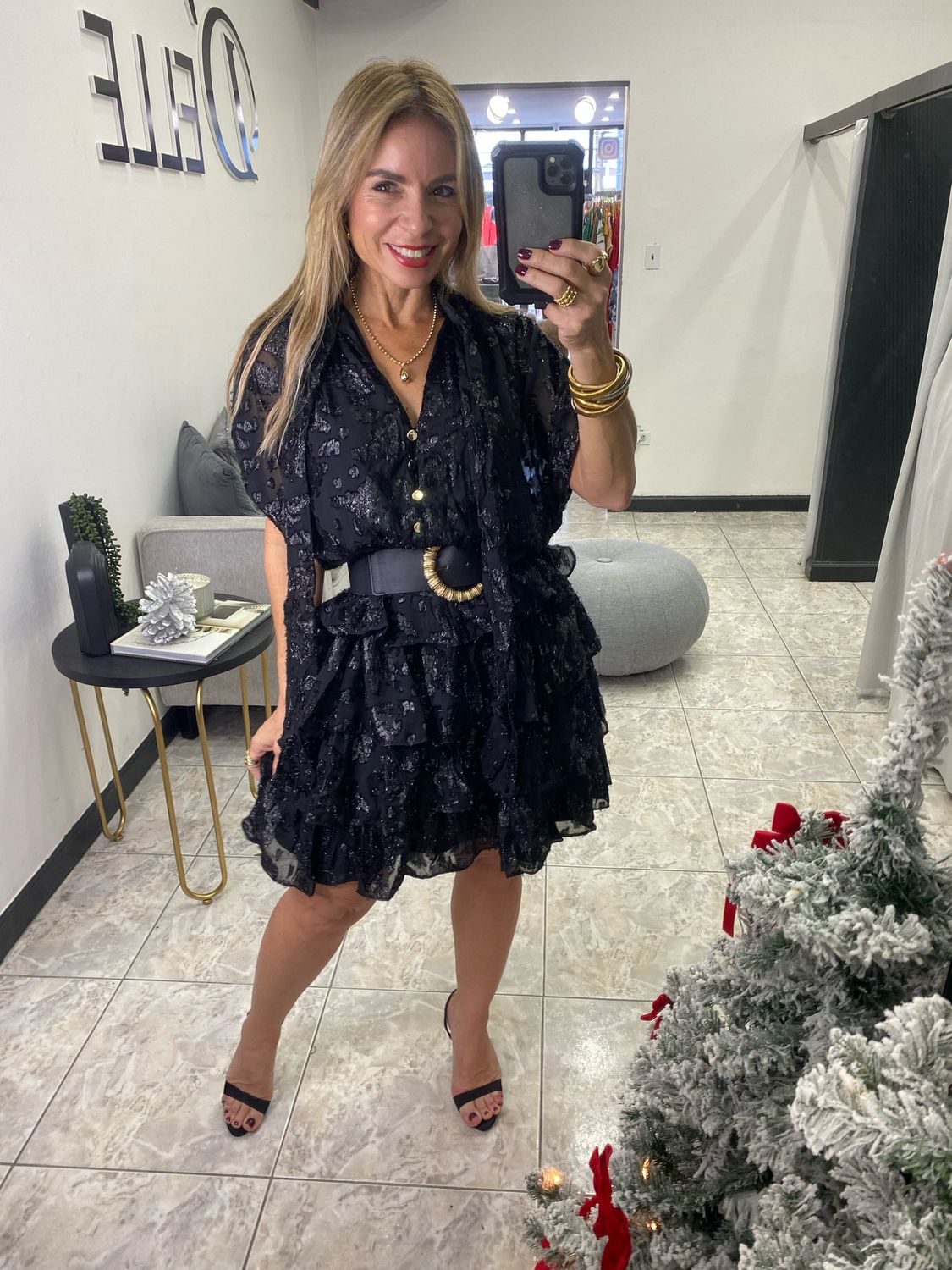 Black Spark/Tull Short Dress