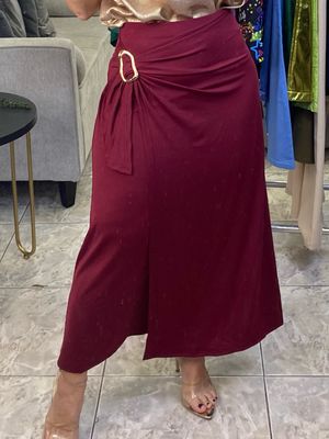 Burgundy Or Brown Gold Detail Boho Skirt