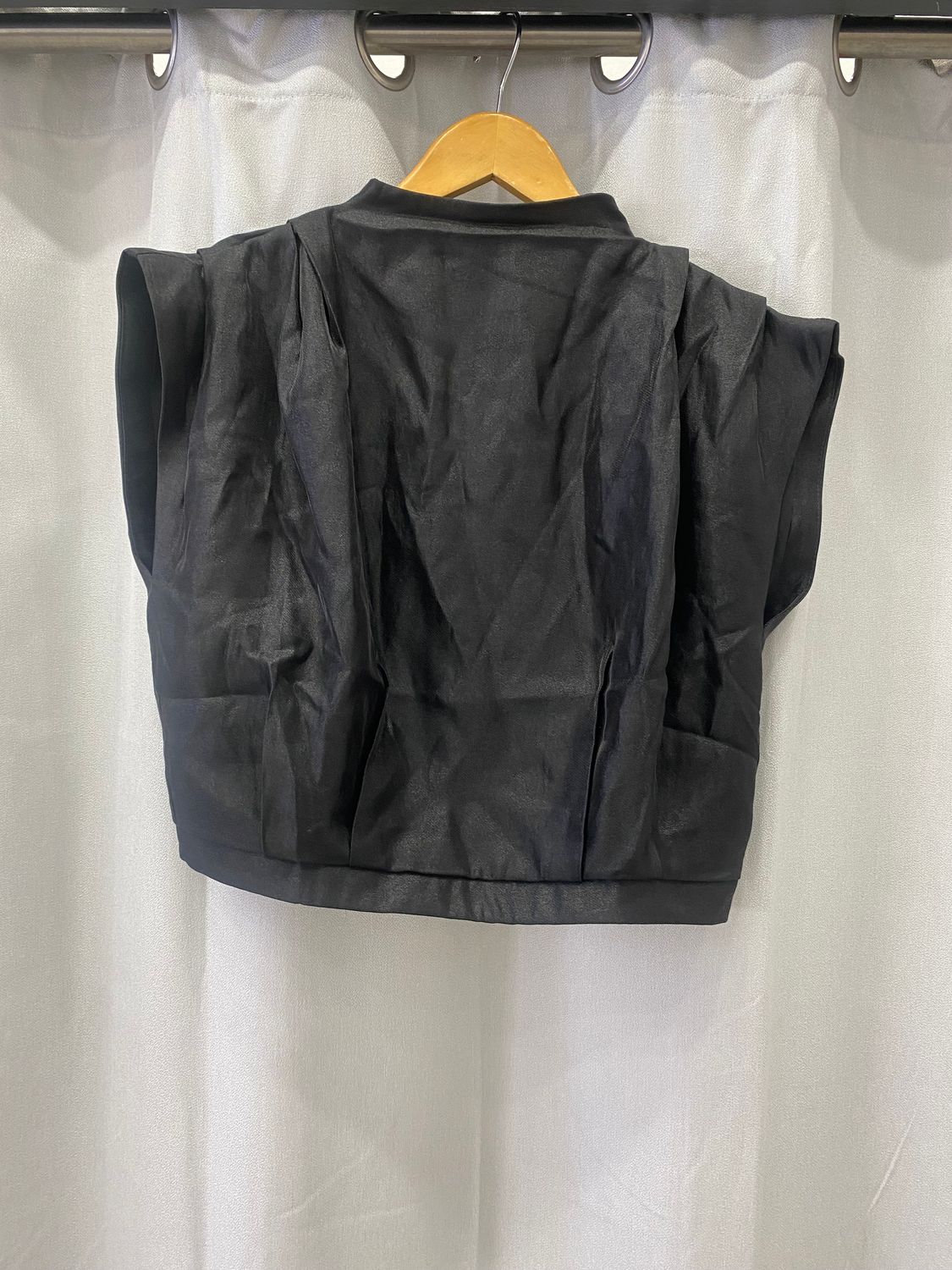 Black Mock Neck Back Zipper Top