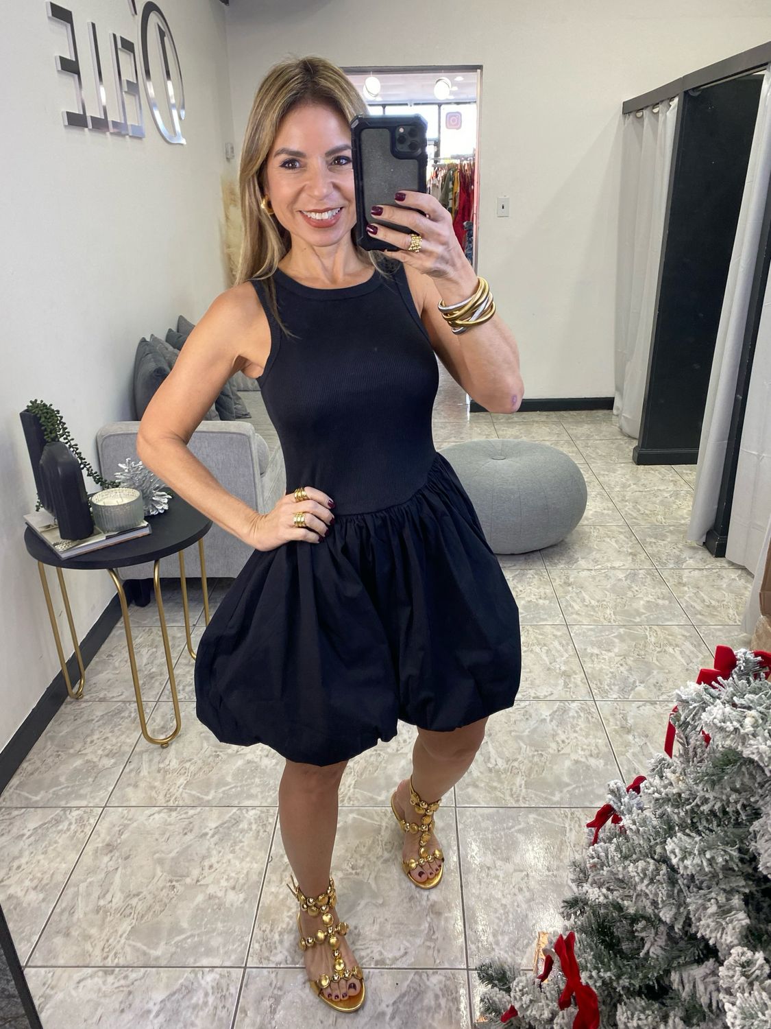 Black Mini Poplin Dress