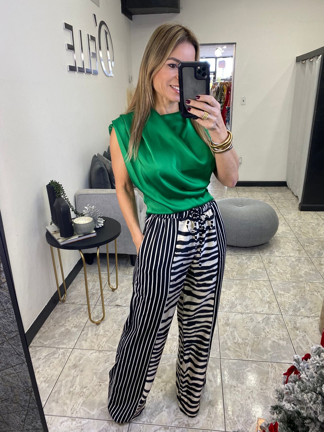Green, Magenta Or Black High Cowl Satin Top