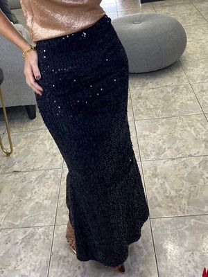 Black Sequins Midi Skirt