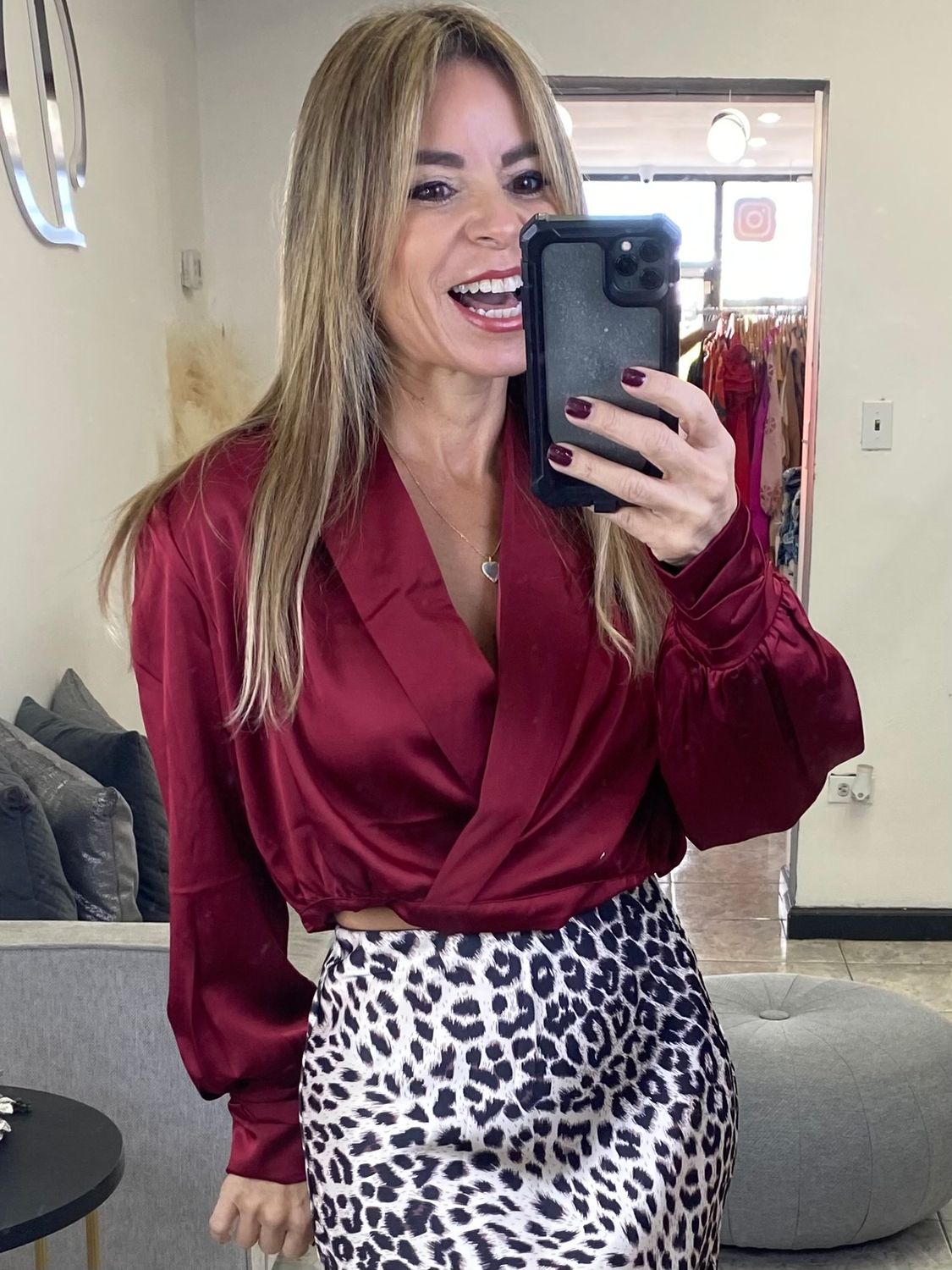 Burgundy Satin Top