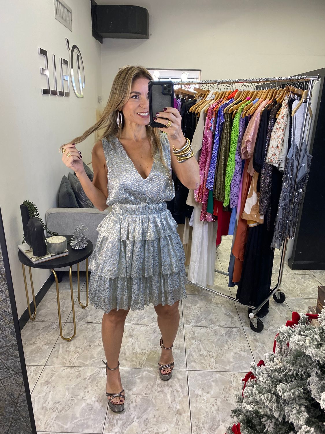 Blue Metallic Dress