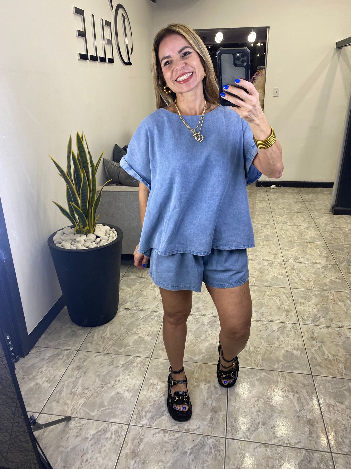 Denim Casual Pant Set