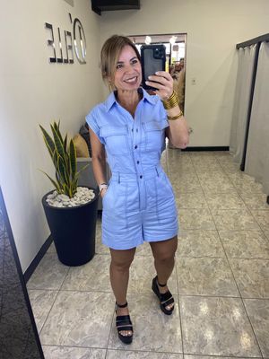 Light Blue Linen Romper