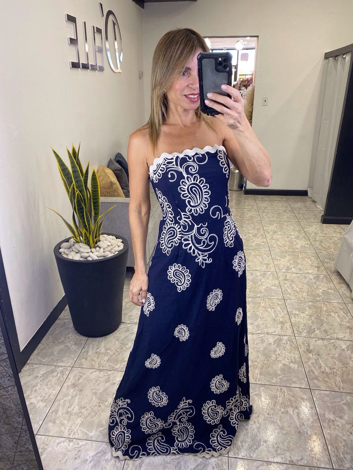 Navy Or Beige Long Dress