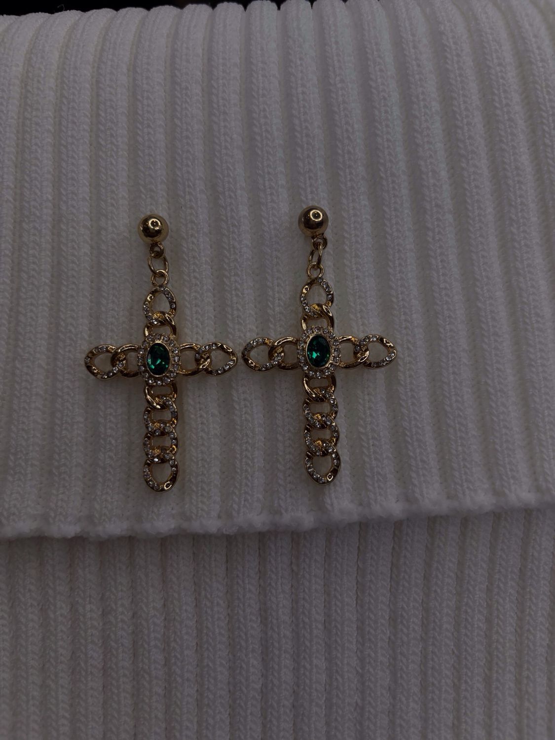 Golden Cross With Emerald