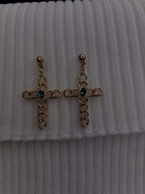 Golden Cross With Emerald