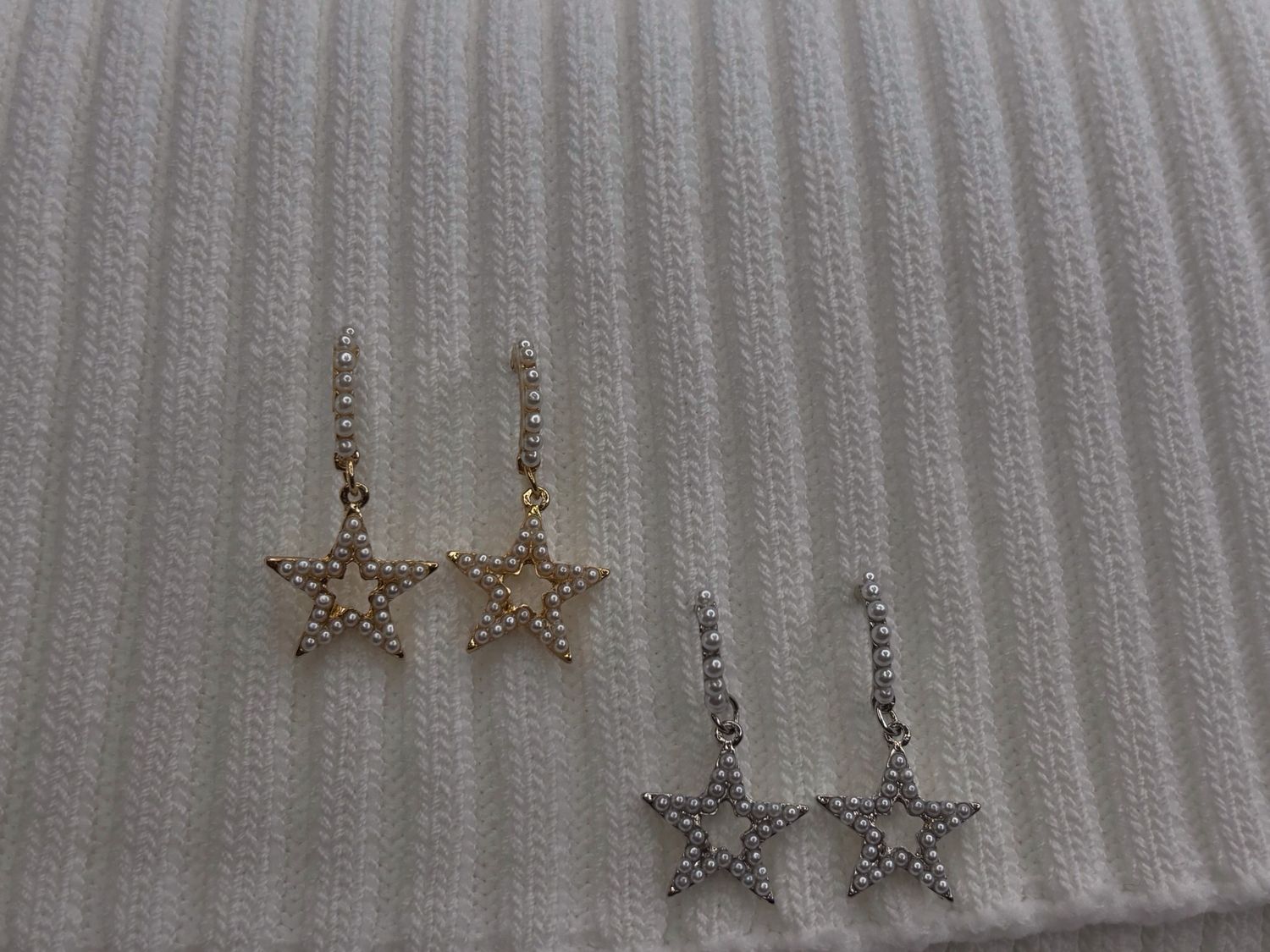 Gold and Silver Star Earrings, Size: Gold