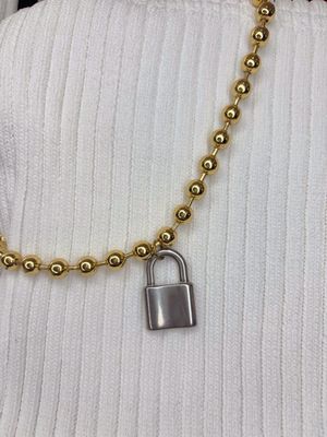 Gold Necklace with Silver Padlock