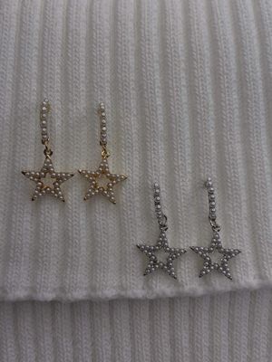 Gold and Silver Star Earrings