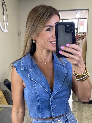 Denim Or White Vest Top