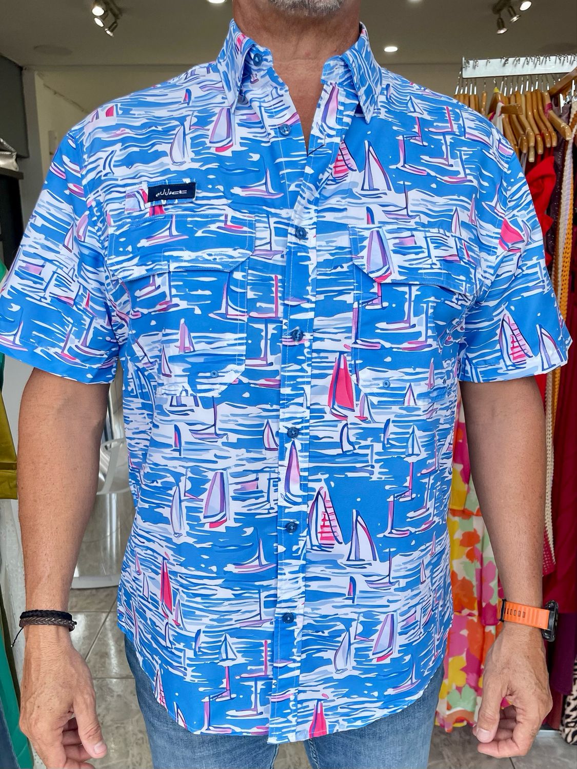 Pinky Blue Boat Men Top