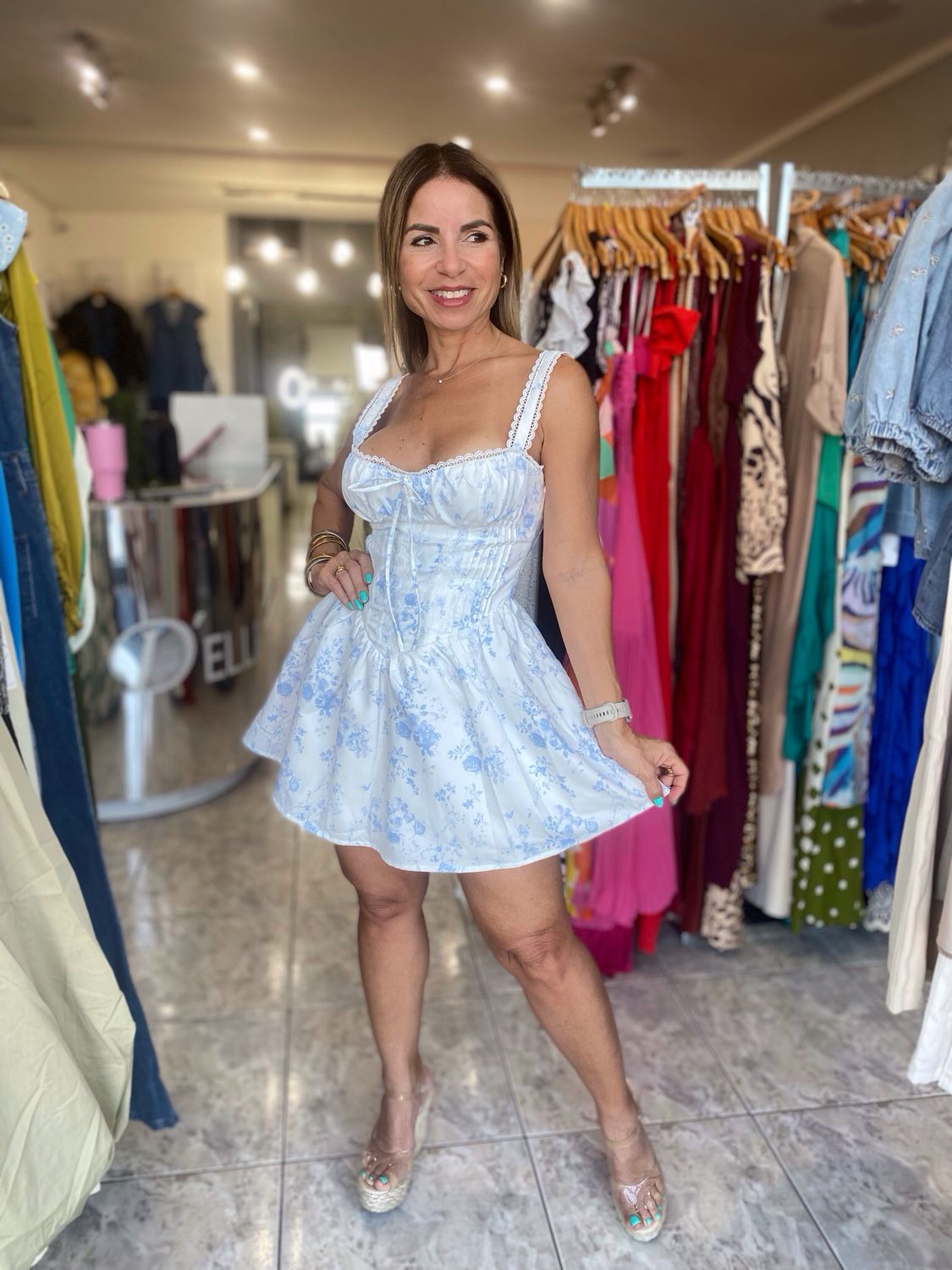 Blue Cute Picnick Short Dress