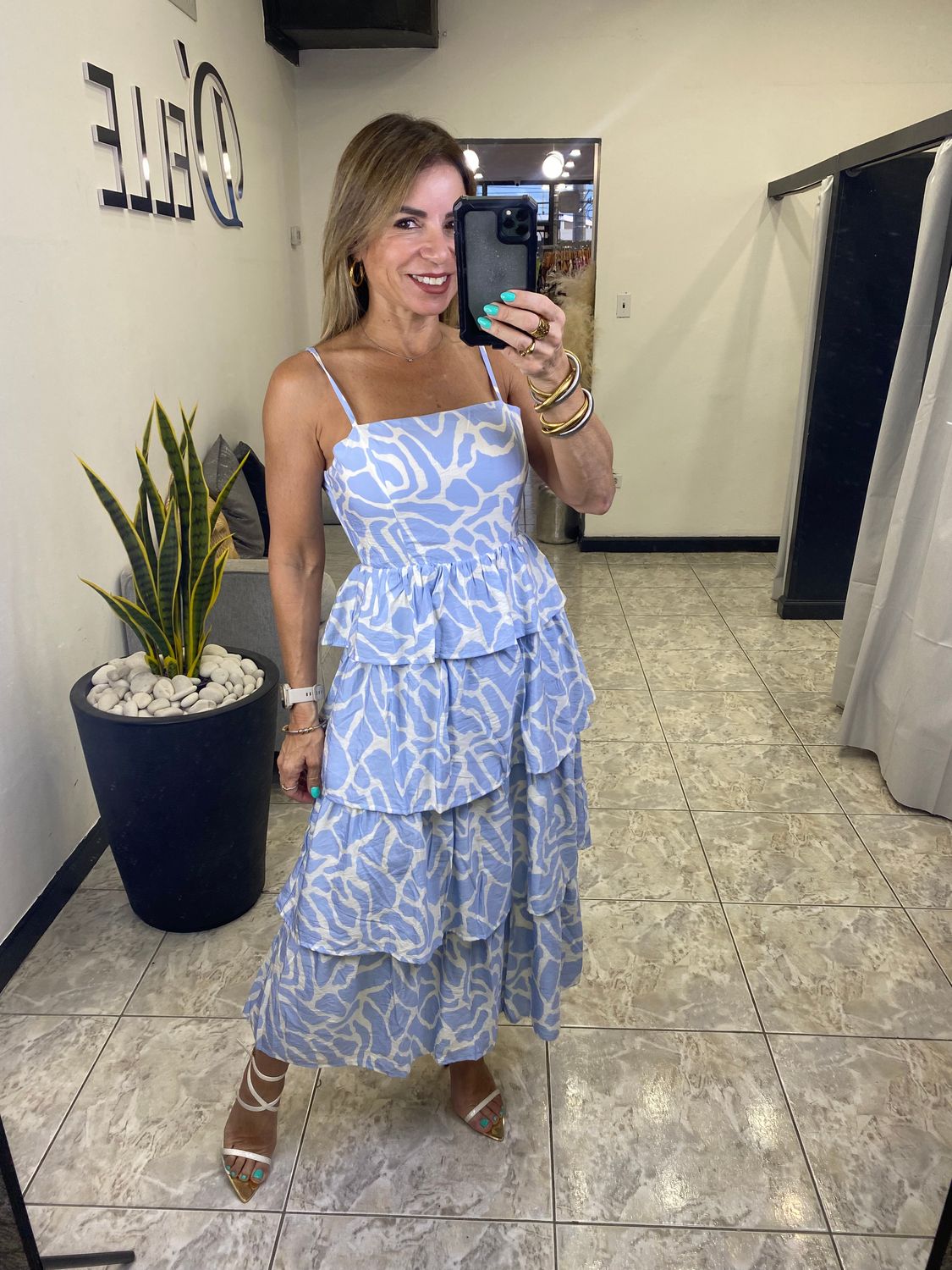 Sky Blue Ruffle Brunch Dress