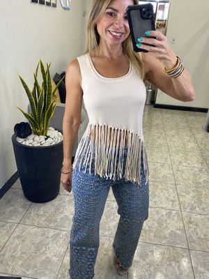 Beige Macrame Top