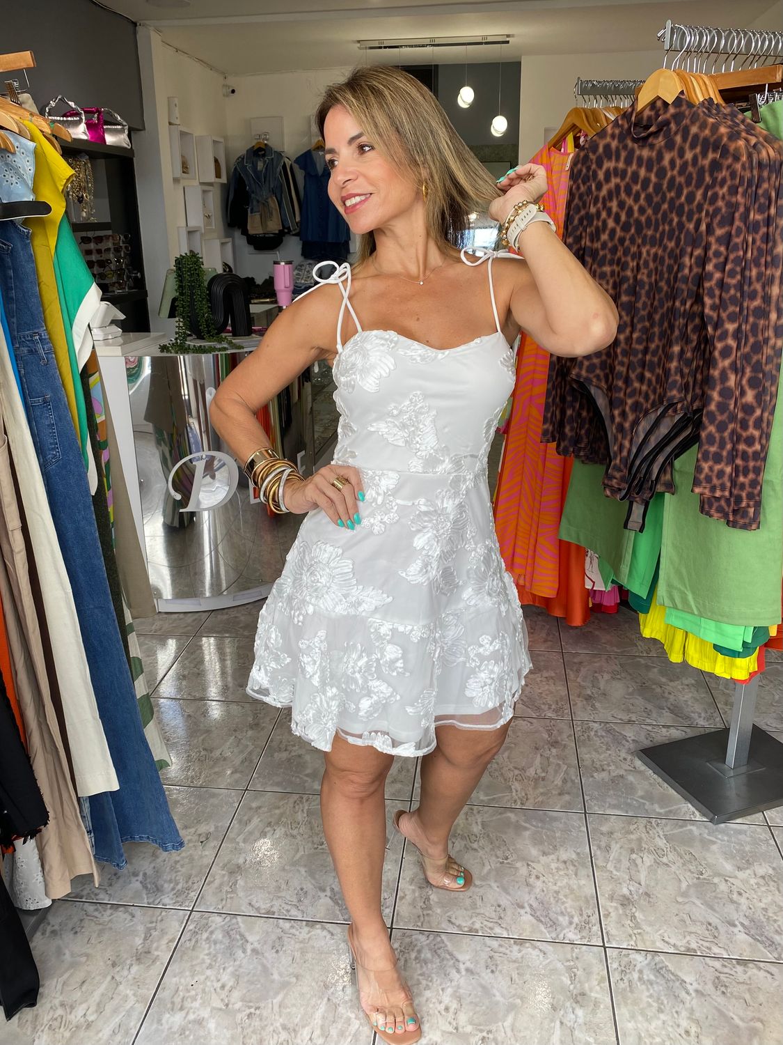 White Adjustable Lace Dress