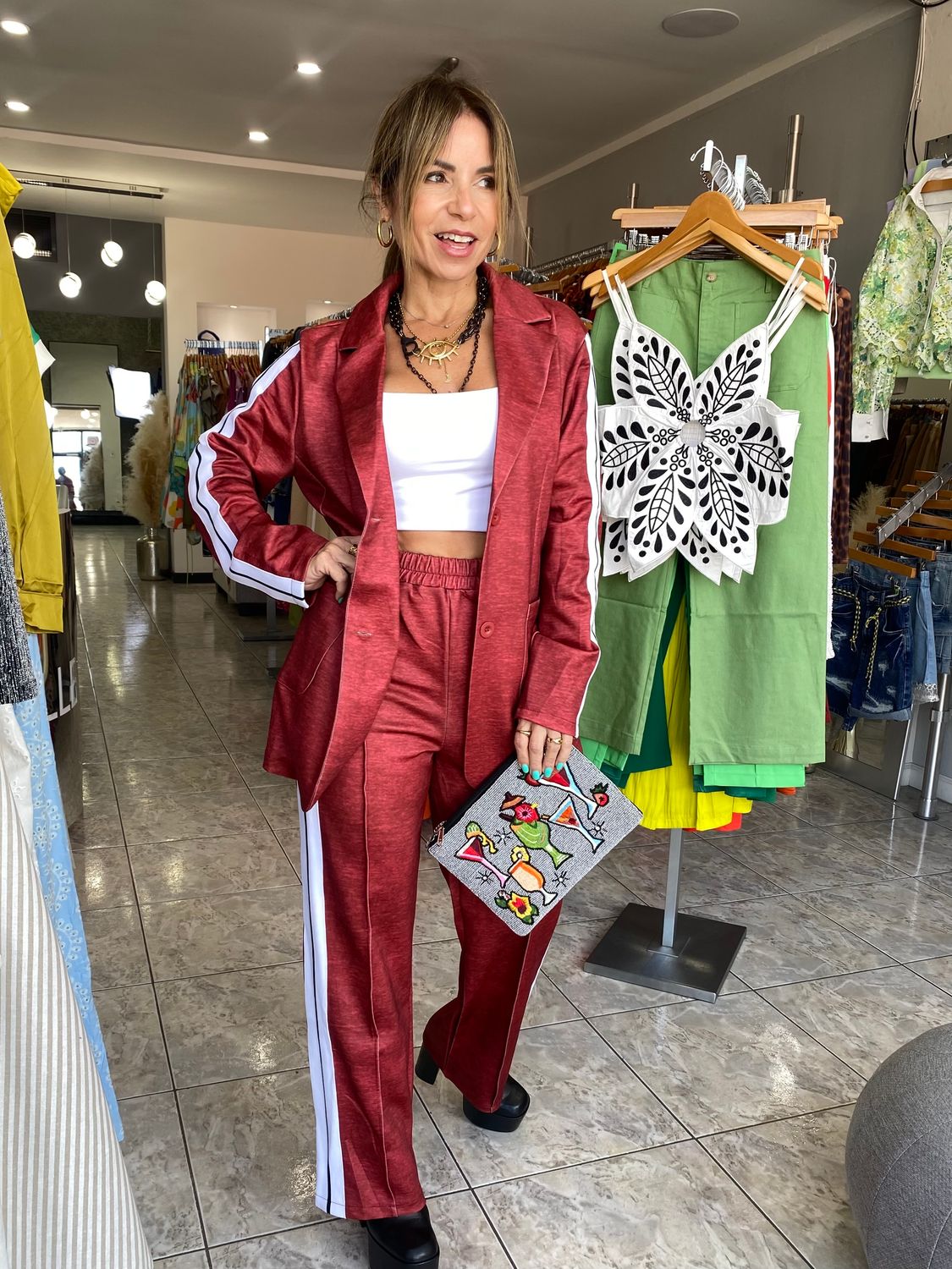 Burgundy Sporty Chic Set
