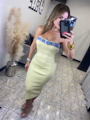 Yellow, Pink or White Bodycon Midi Dress