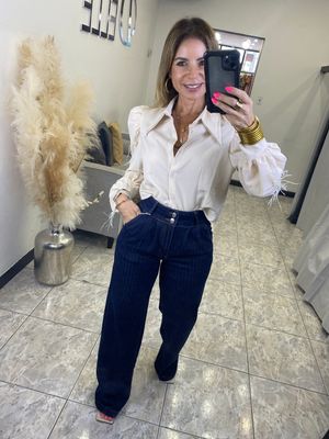 Dark Blue Stripe Detail Jean