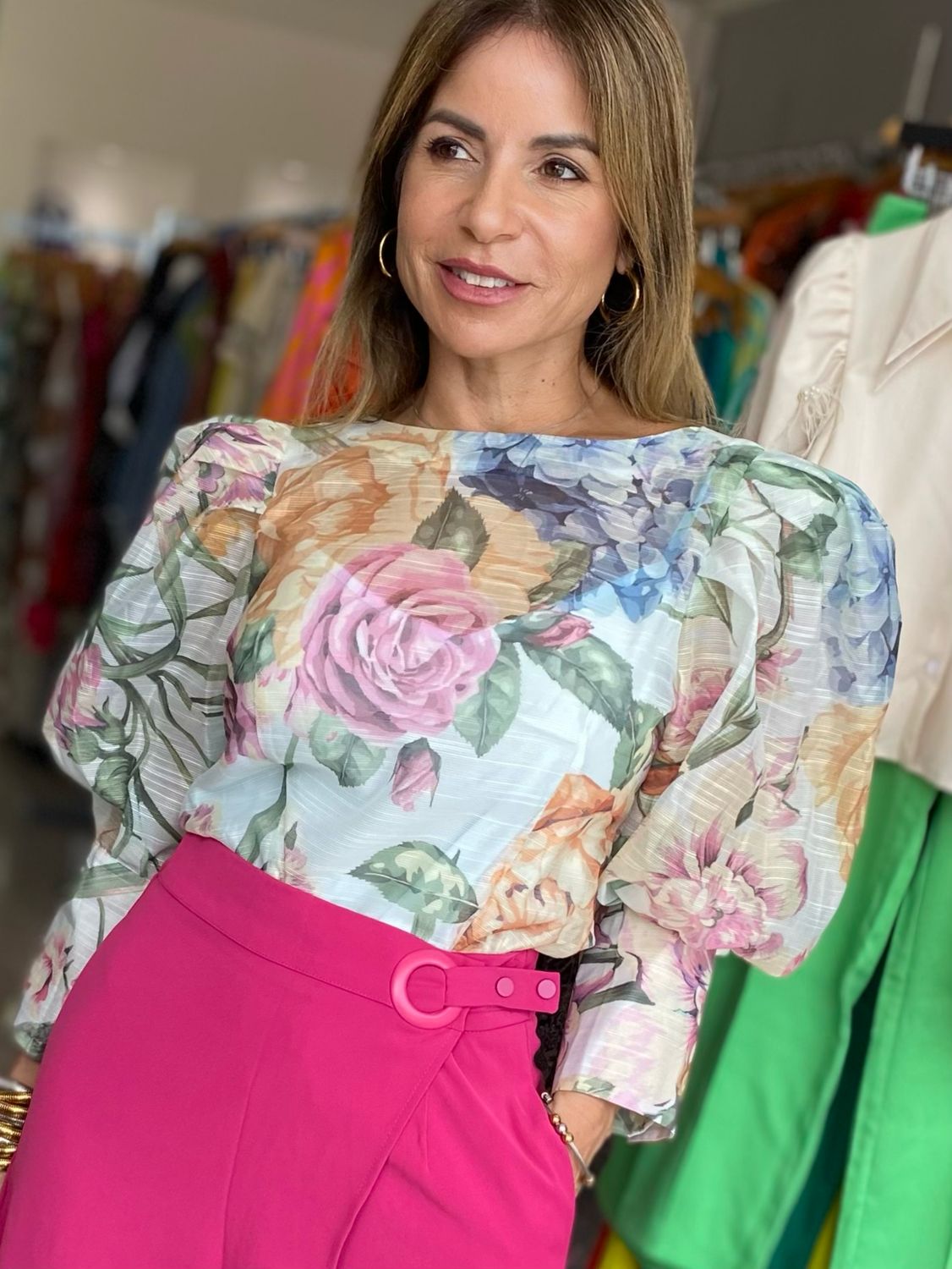 Floral Multi Puff Blouse