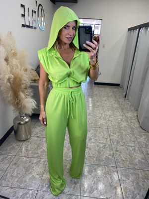Lime Green Or Black Travel Hoodie Set