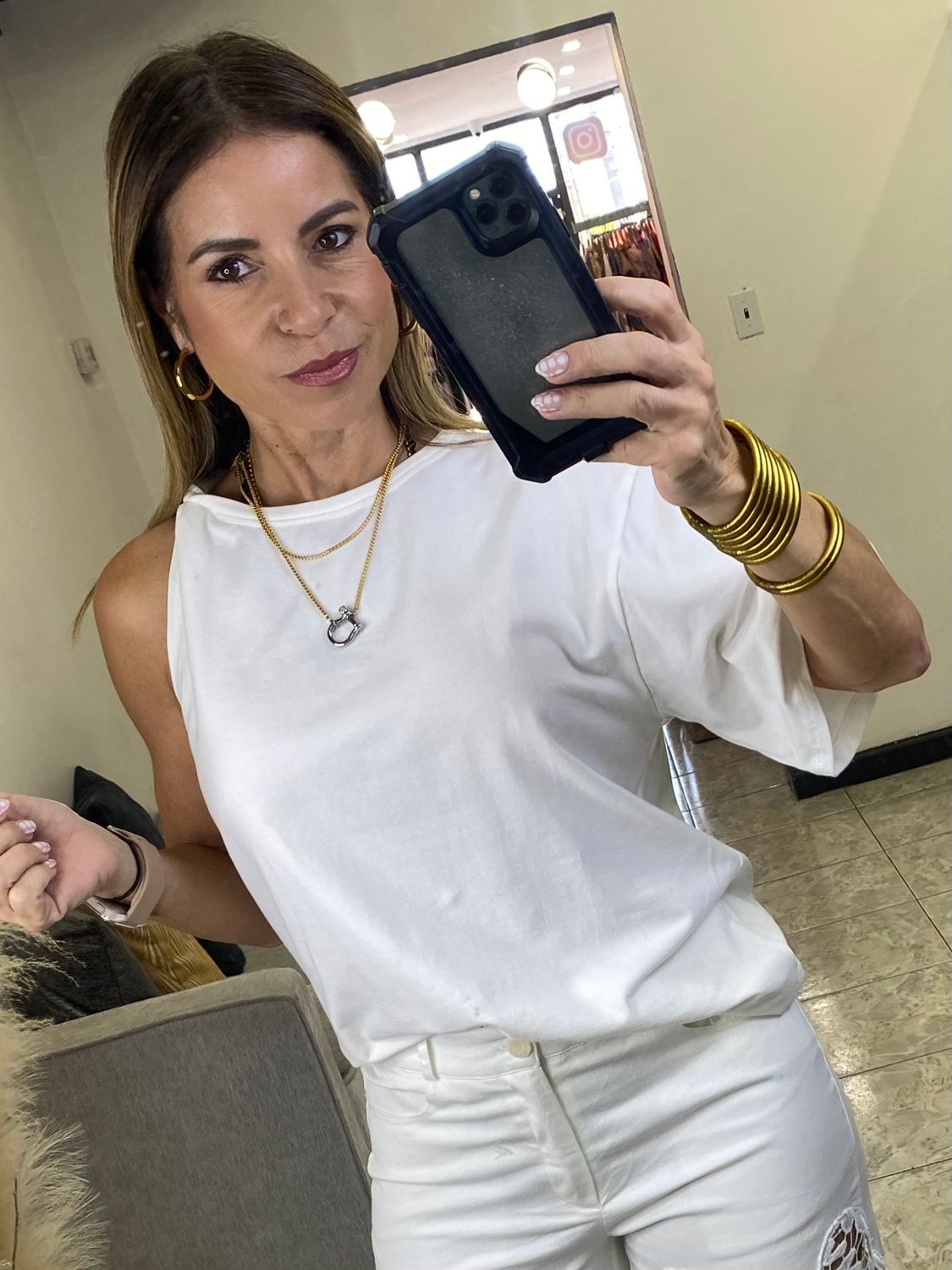 White Or Black One Shoulder Tshirt