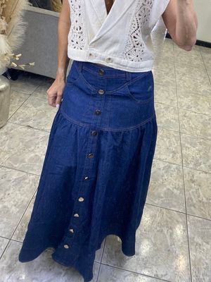 Dark Or Light Denim Maxi Skirt