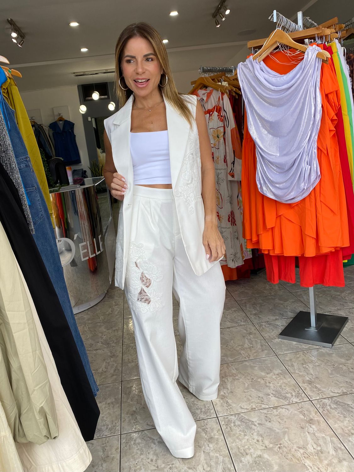 White Linen Blazer And Pants Set