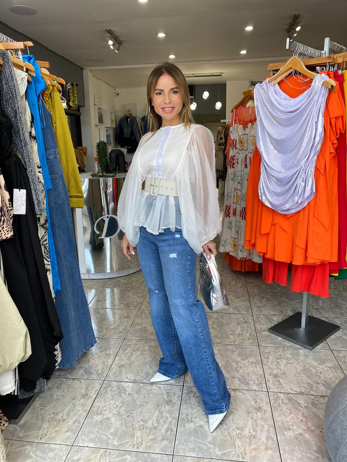Linen Creme Bubble Top
