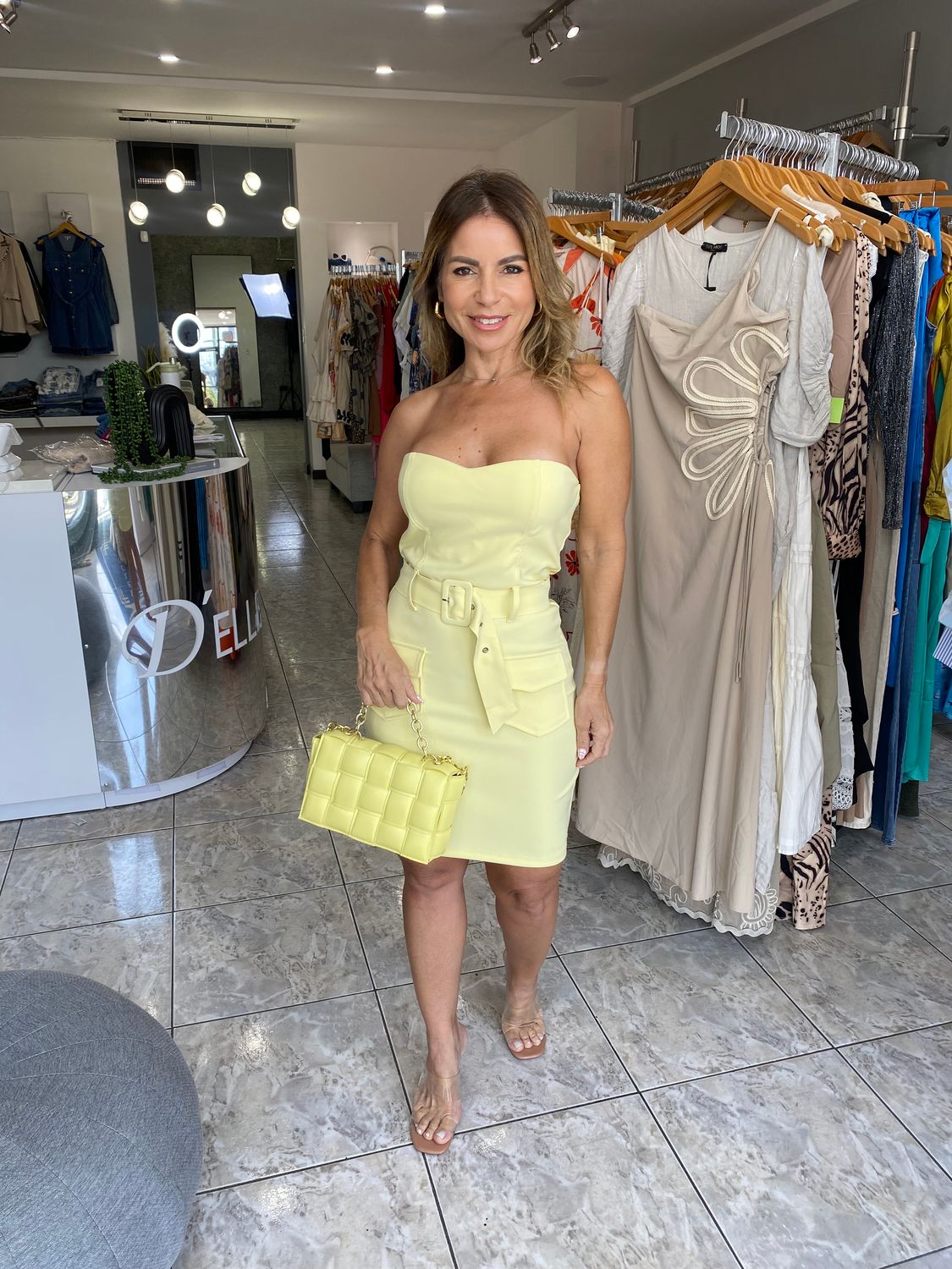Light Yellow Strapless Mini Dress