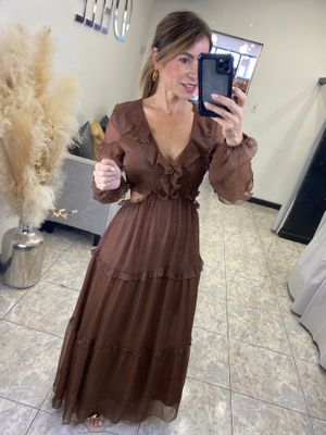 Mocca Flowy Maxi Dress