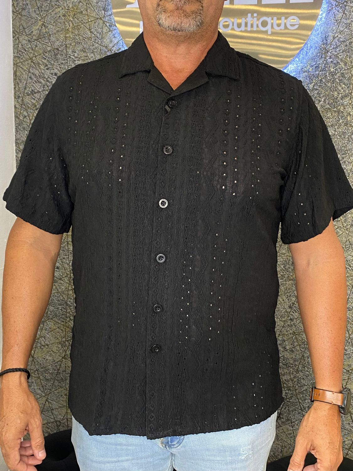 Solid Crochet Black Top